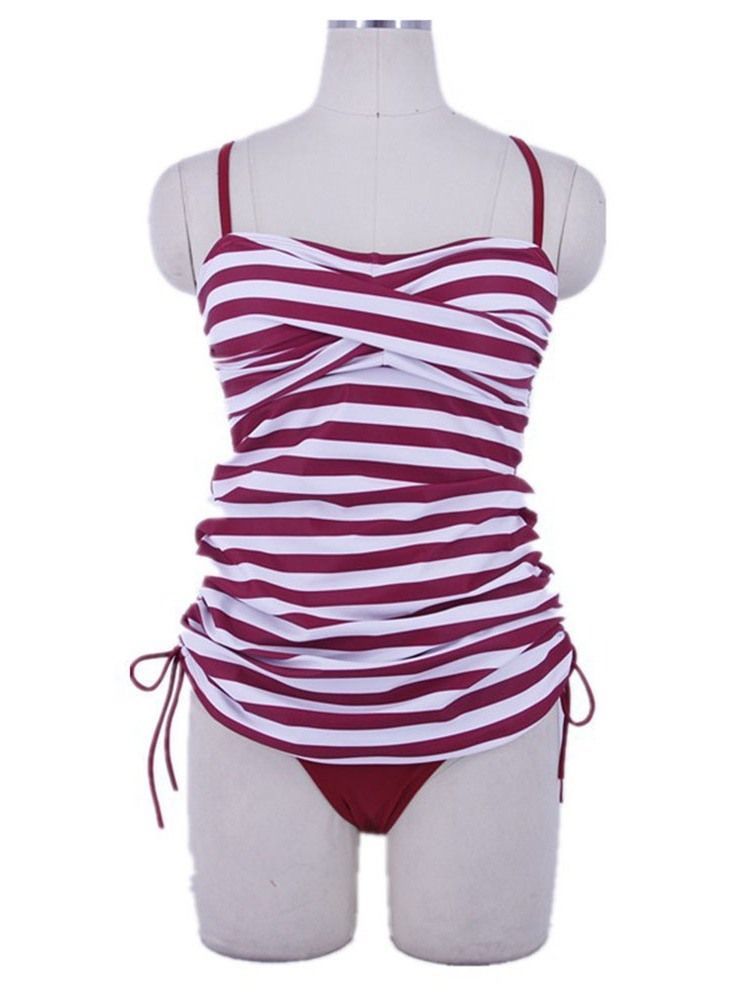 Polka Dots Randig Beach Look Dam Tankini