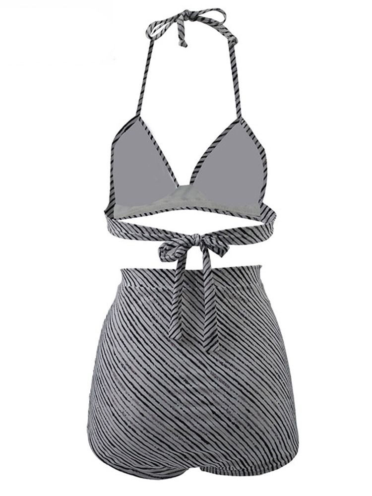 Randigt Bikiniset Med Snörning