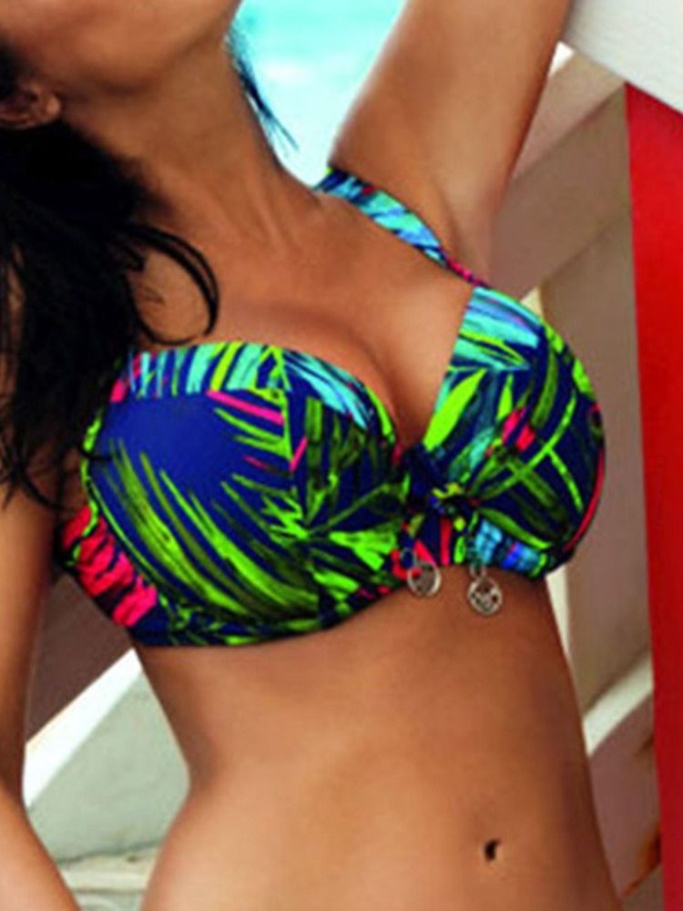 Sexig Blommig Biniki Set Print Badkläder
