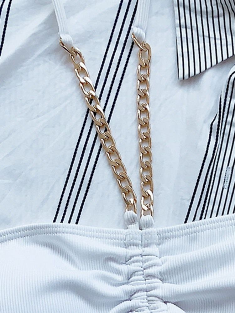 Sexig Enfärgad Badkläder Tankini-Set Med Snörning