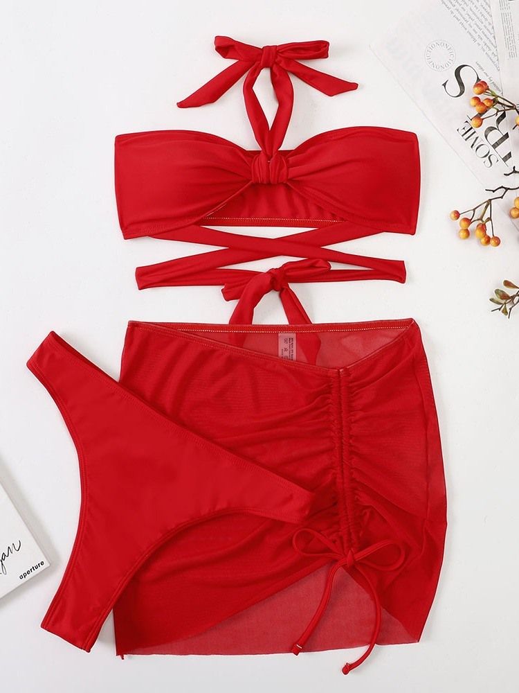 Sexig Tankini Set Dam Enfärgade Badkläder