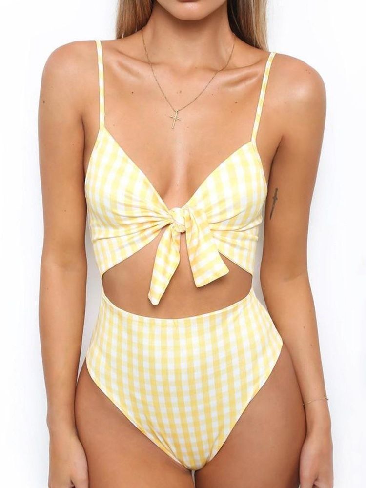 Sexiga One Piece Stripe Badkläder