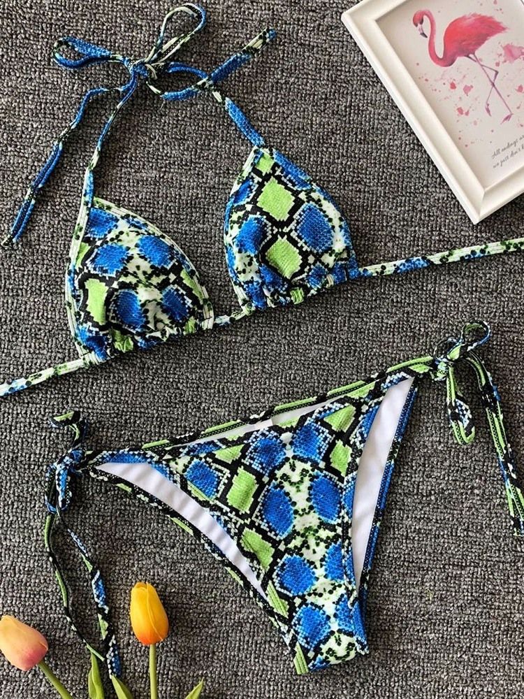 Skriv Ut Micro Sexy Bikini Med Snörning