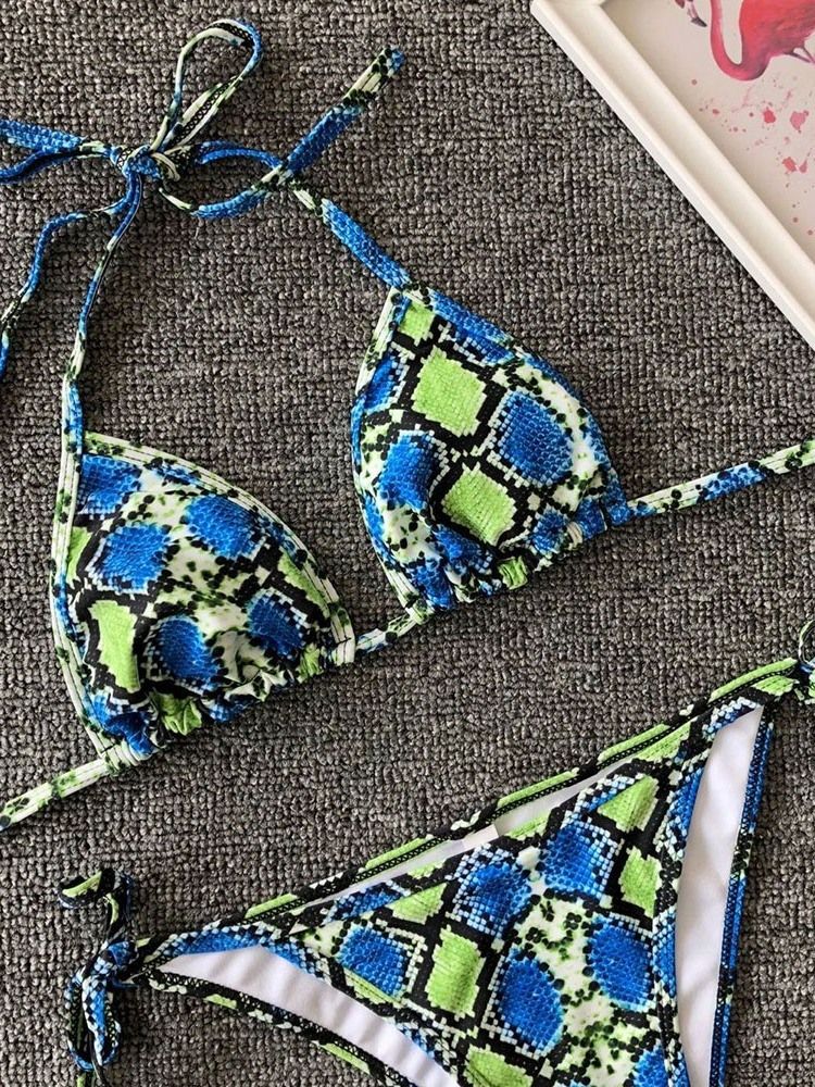 Skriv Ut Micro Sexy Bikini Med Snörning