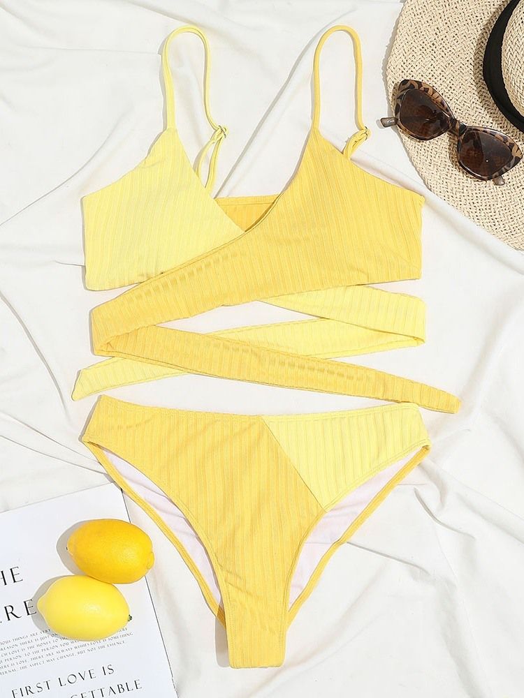 Tankini Set Lace-Up Color Block Badkläder