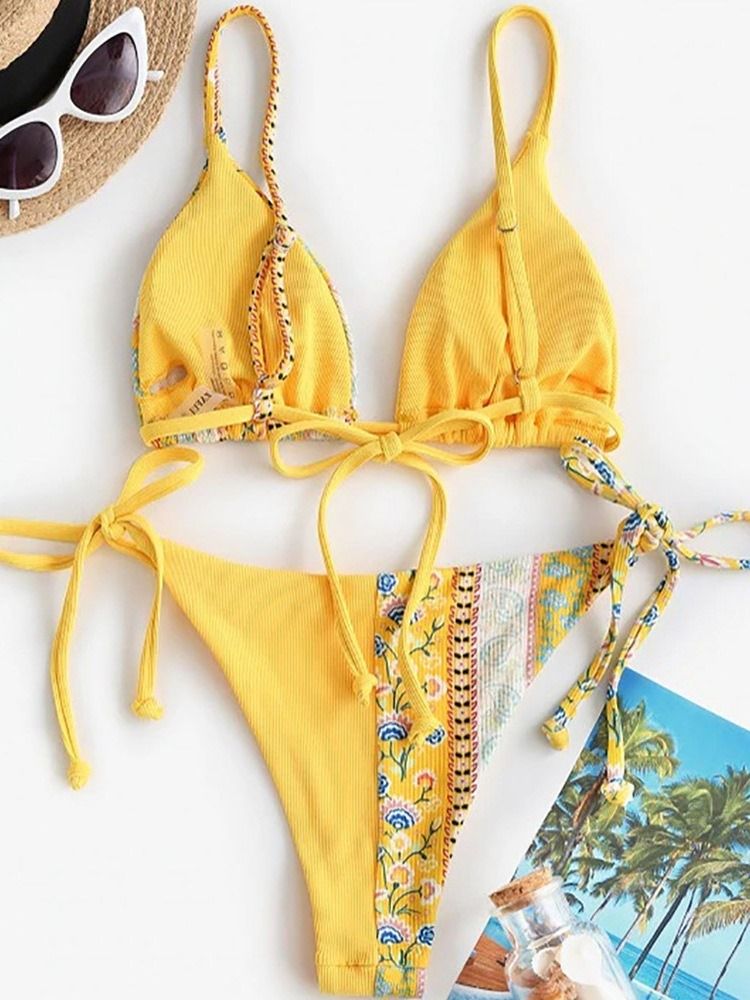 Tankini Set Lace-Up Floral Badkläder