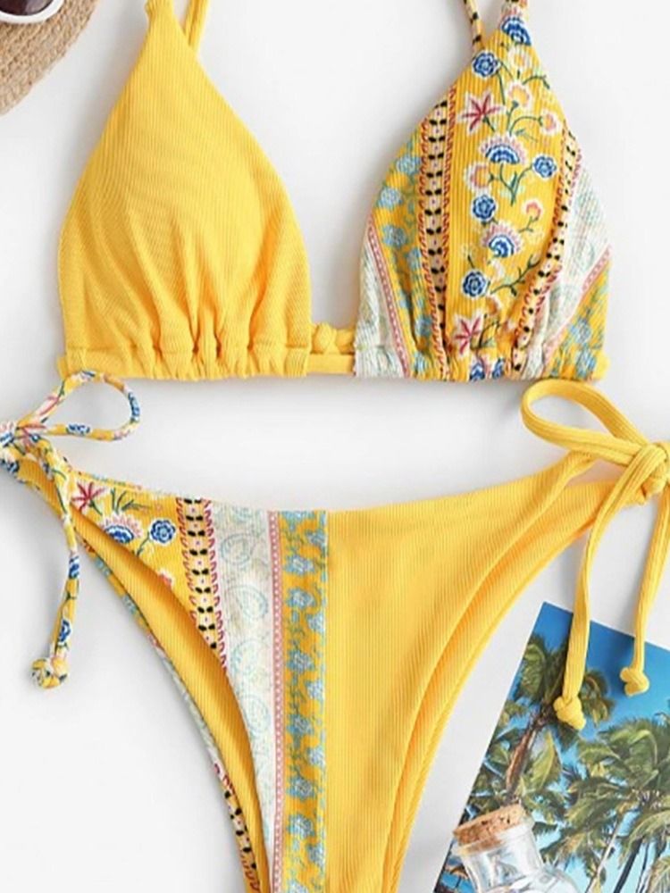 Tankini Set Lace-Up Floral Badkläder