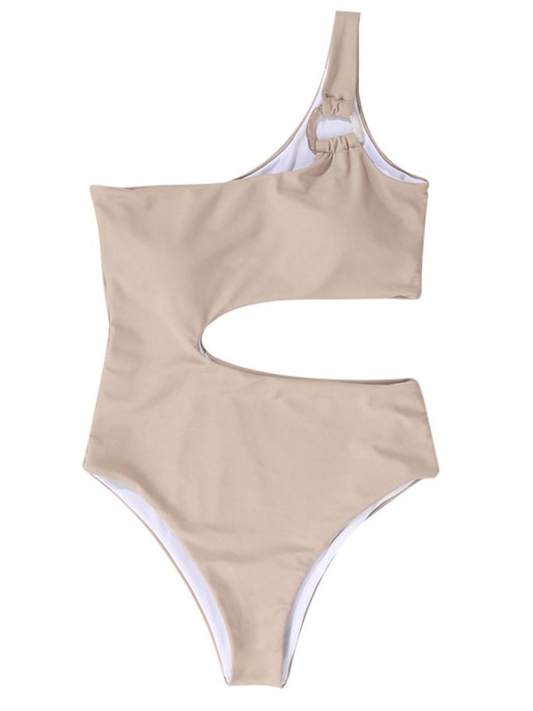 Vanliga One Shoulder Sexiga One Piece Badkläder