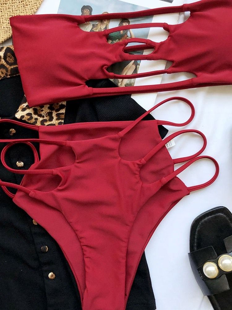 Vanligt Bikiniset Ihåliga Badkläder