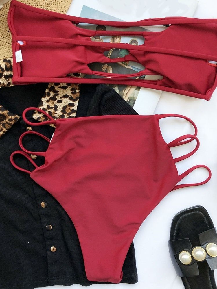 Vanligt Bikiniset Ihåliga Badkläder