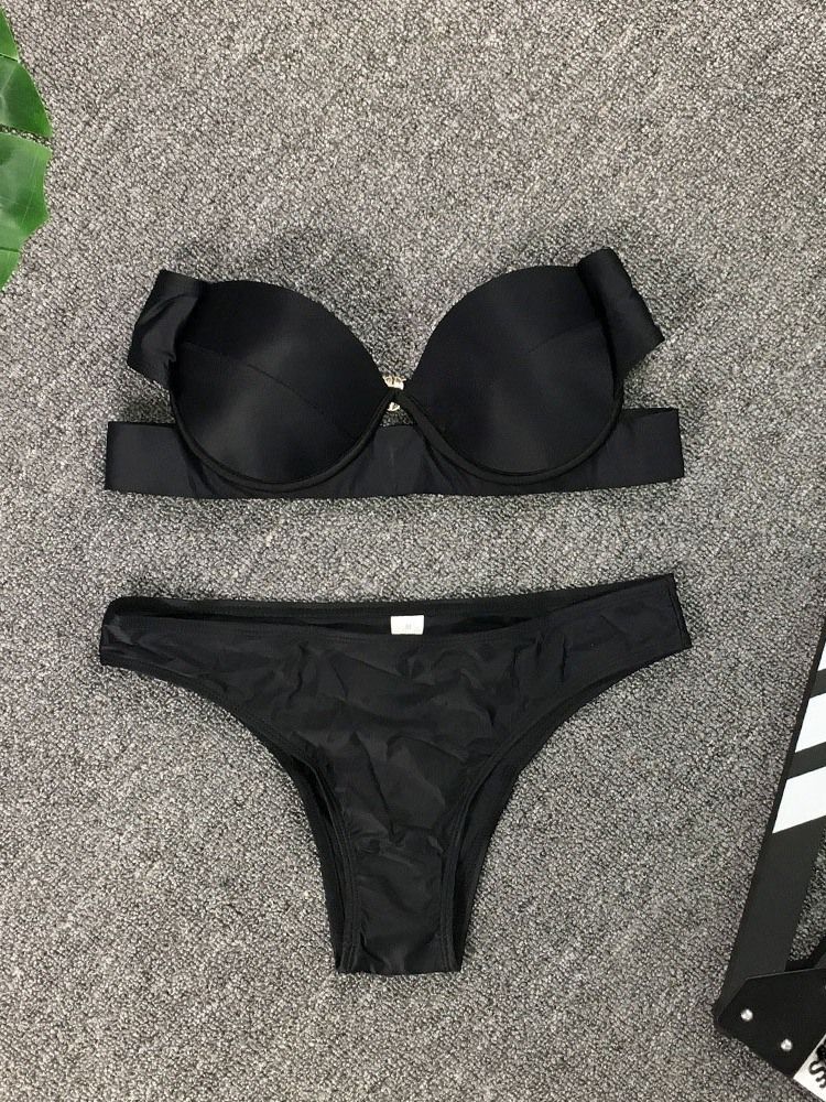 Vanligt Sexigt Patchwork Badkläder Dambikini