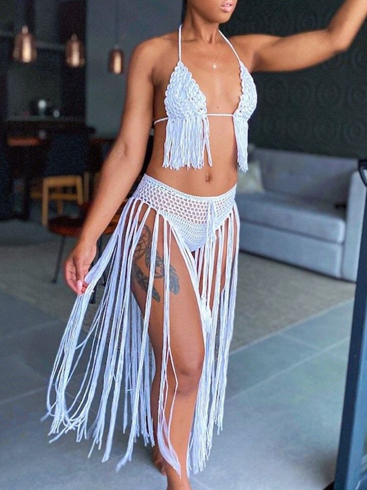 Vanligt Tankini Set Ihåliga Badkläder Strandkläder