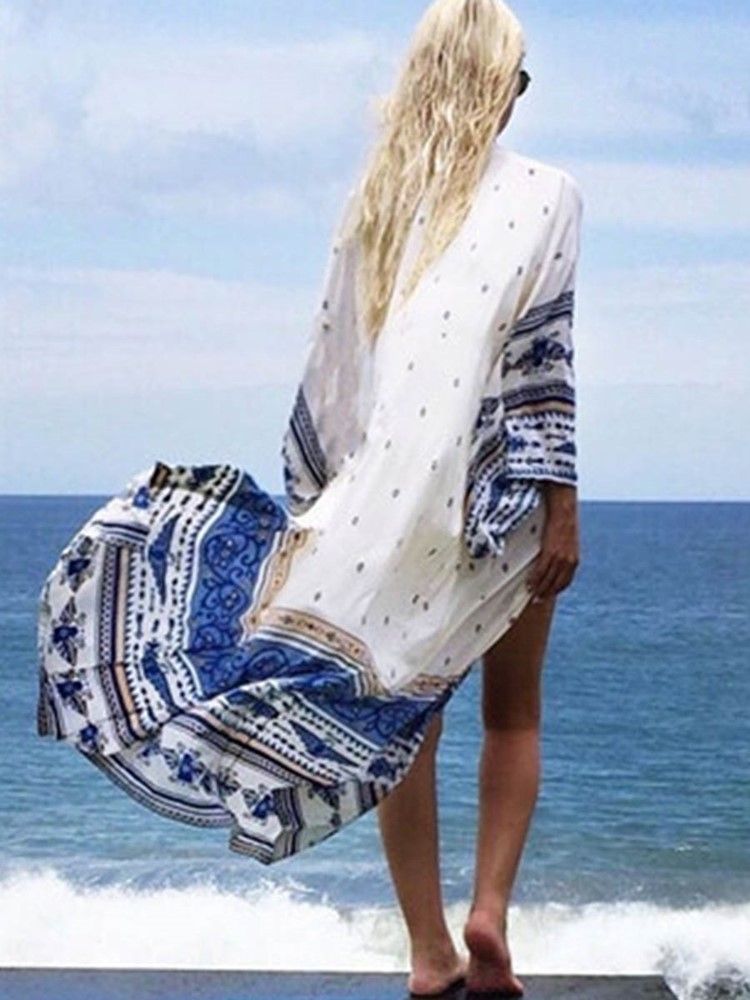 Vogue Blommig Geometriska Long Beach Cover Ups