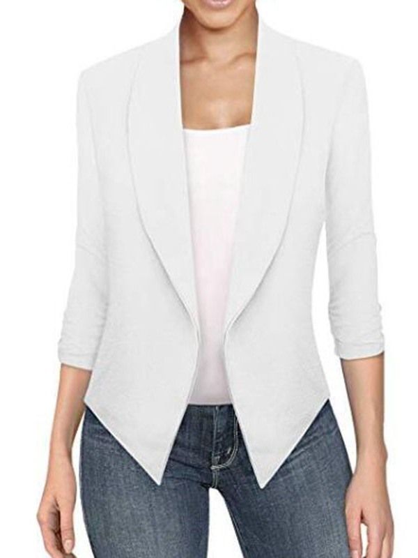 Asymmetrisk Lapel Långärmad Vanlig Office Lady Blazer