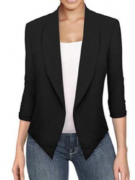 Asymmetrisk Lapel Långärmad Vanlig Office Lady Blazer
