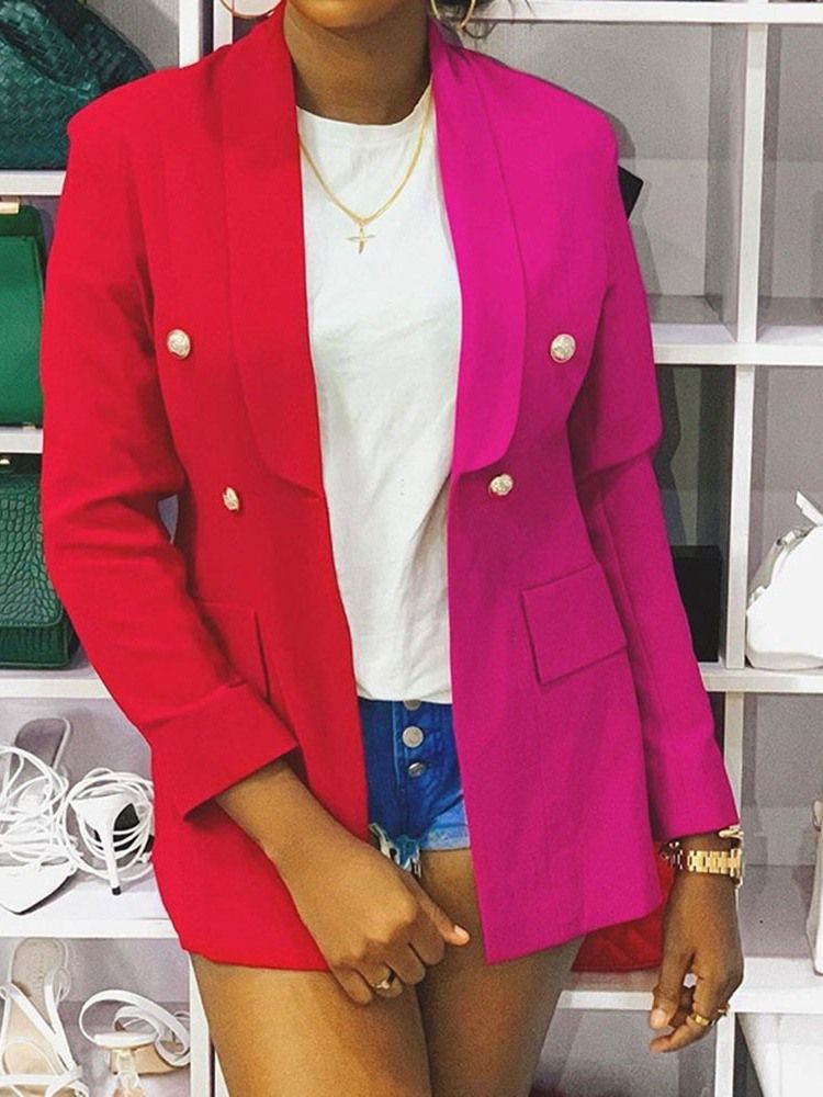 Color Block Dubbelknäppt Lapel Lapel Medellängd Vanlig Casual Blazer