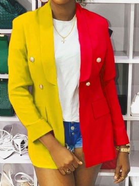Color Block Dubbelknäppt Lapel Lapel Medellängd Vanlig Casual Blazer