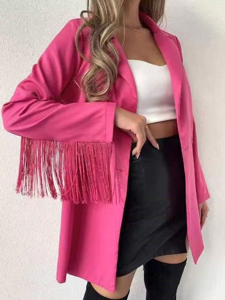 Dubbelknäppt Långärmad Kavaj Med Skårad Mellanlång Casual Blazer