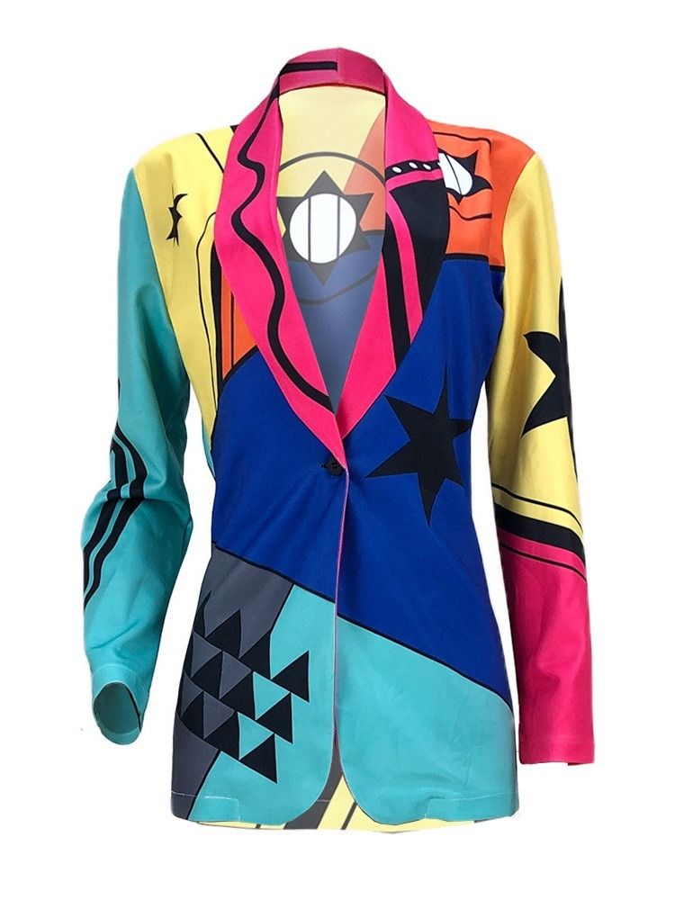 En Knapp Långärmad Skårad Kavaj Mellanlång Vanlig Casual Blazer