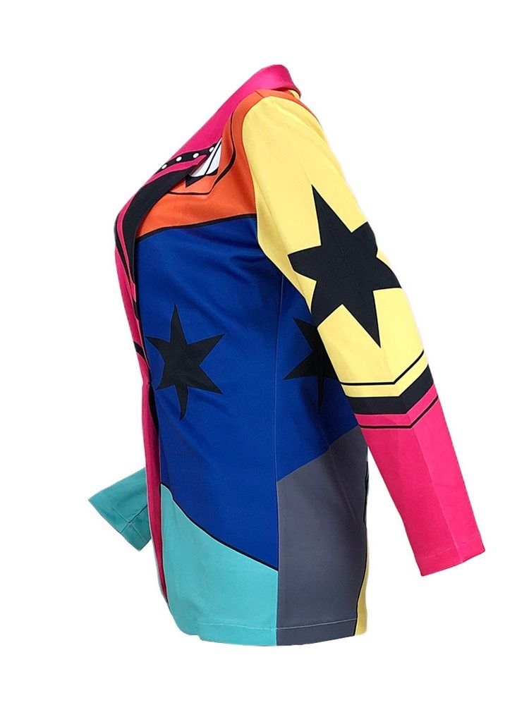 En Knapp Långärmad Skårad Kavaj Mellanlång Vanlig Casual Blazer