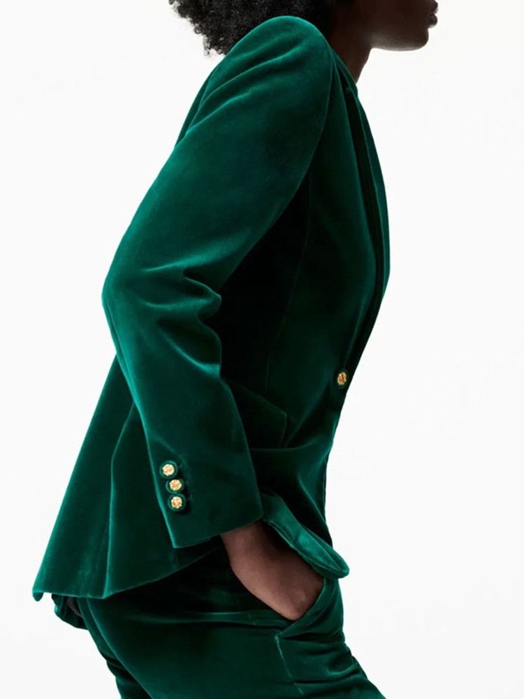 En Knapp Långärmad Vanlig Casual Blazer För Höst