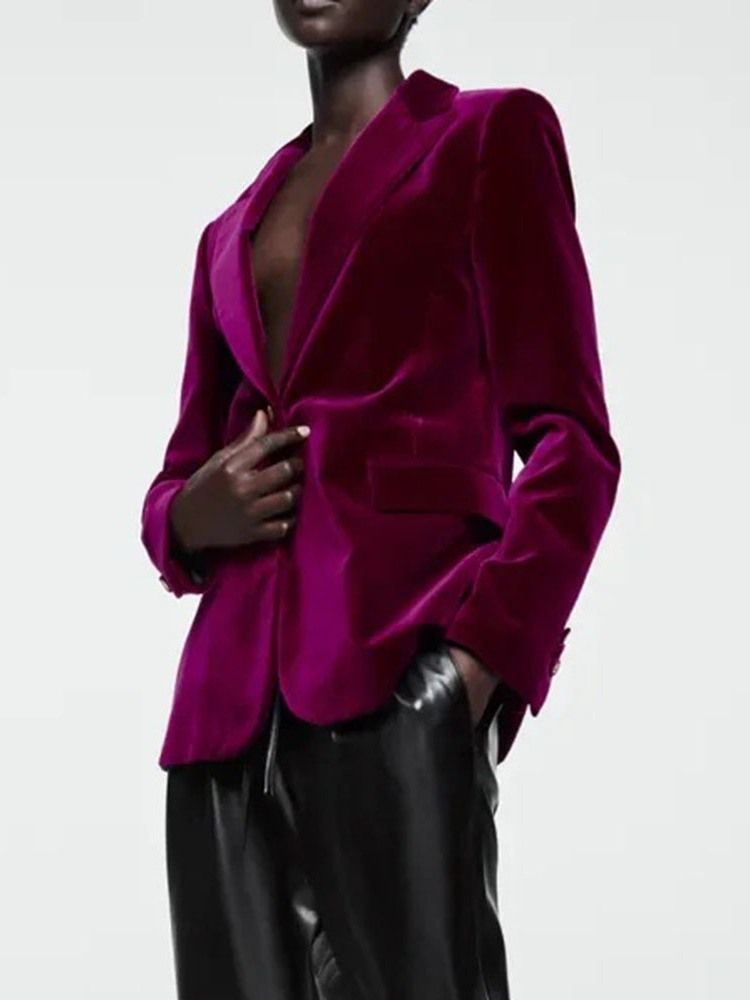 En Knapp Långärmad Vanlig Casual Blazer För Höst