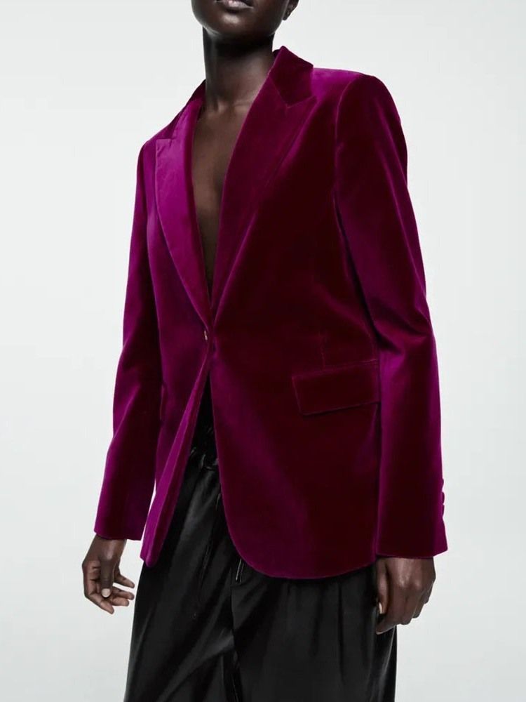 En Knapp Långärmad Vanlig Casual Blazer För Höst