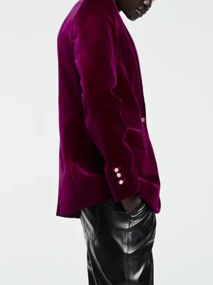 En Knapp Långärmad Vanlig Casual Blazer För Höst