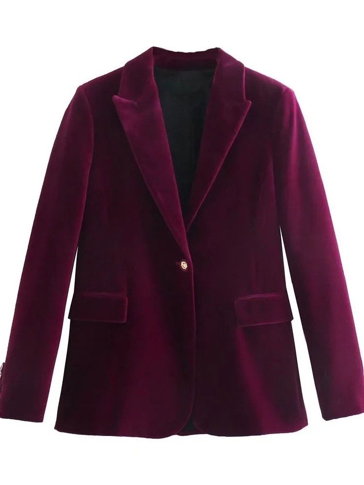 En Knapp Långärmad Vanlig Casual Blazer För Höst