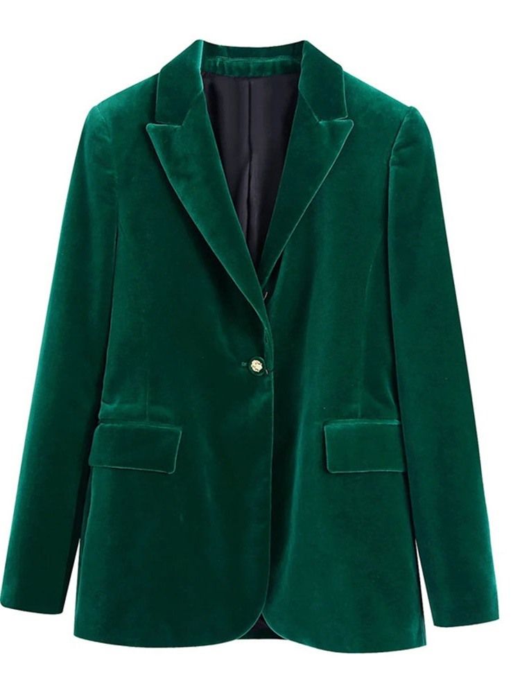 En Knapp Långärmad Vanlig Casual Blazer För Höst