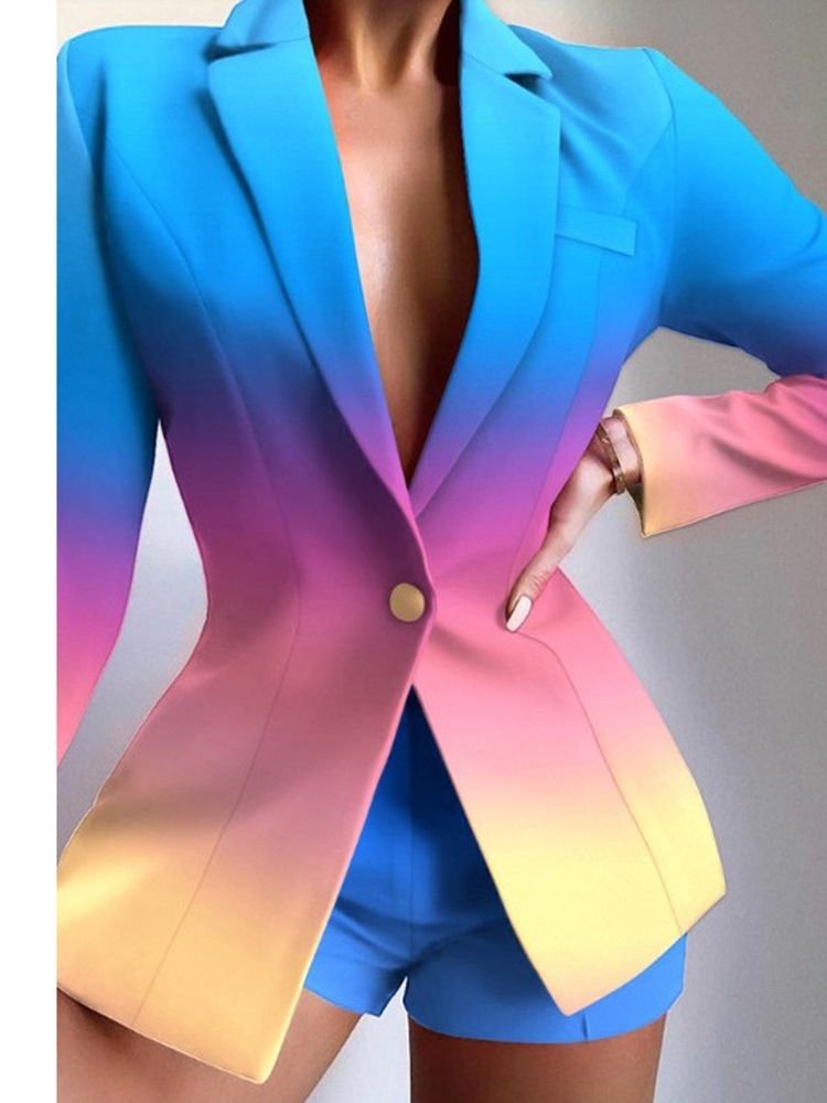 En Knapp Leopard Naggad Lapel Spring Mellanlängd Casual Blazer