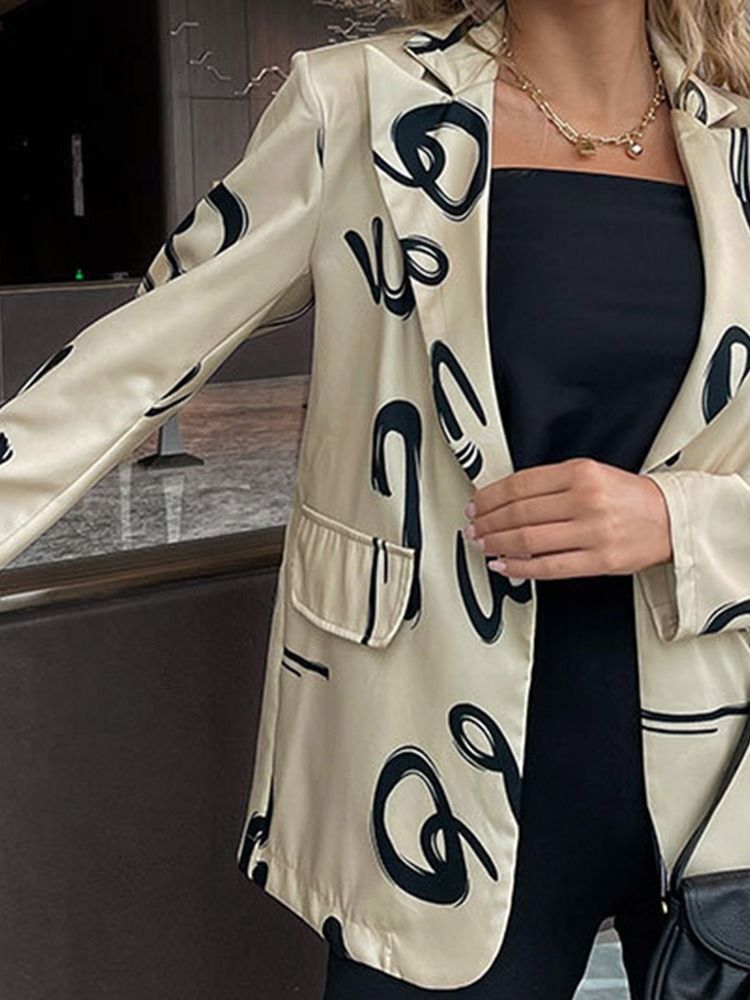 En Knapps Urskårad Kavaj Långärmad Mellanlängd Fall Casual Blazer