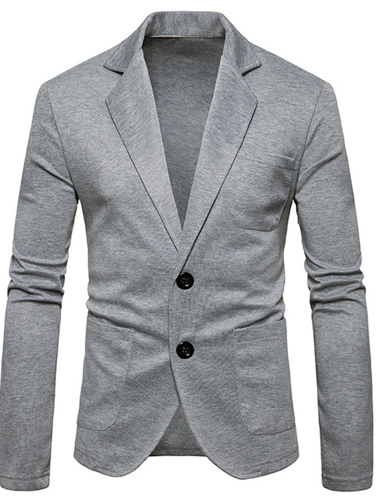 Enkel Enkelknäppt Slimmad Fritidsblazer För Män