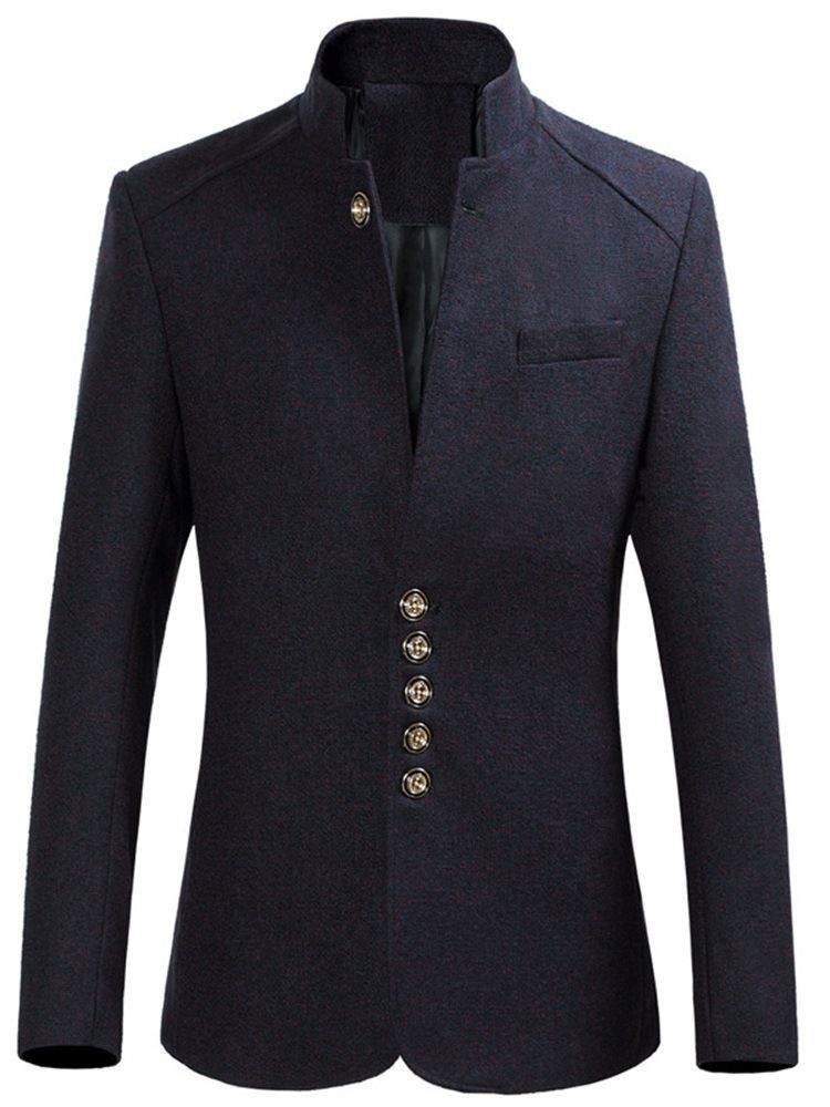Enkelknäppt Fritidsblazer Med Mandarinkrage