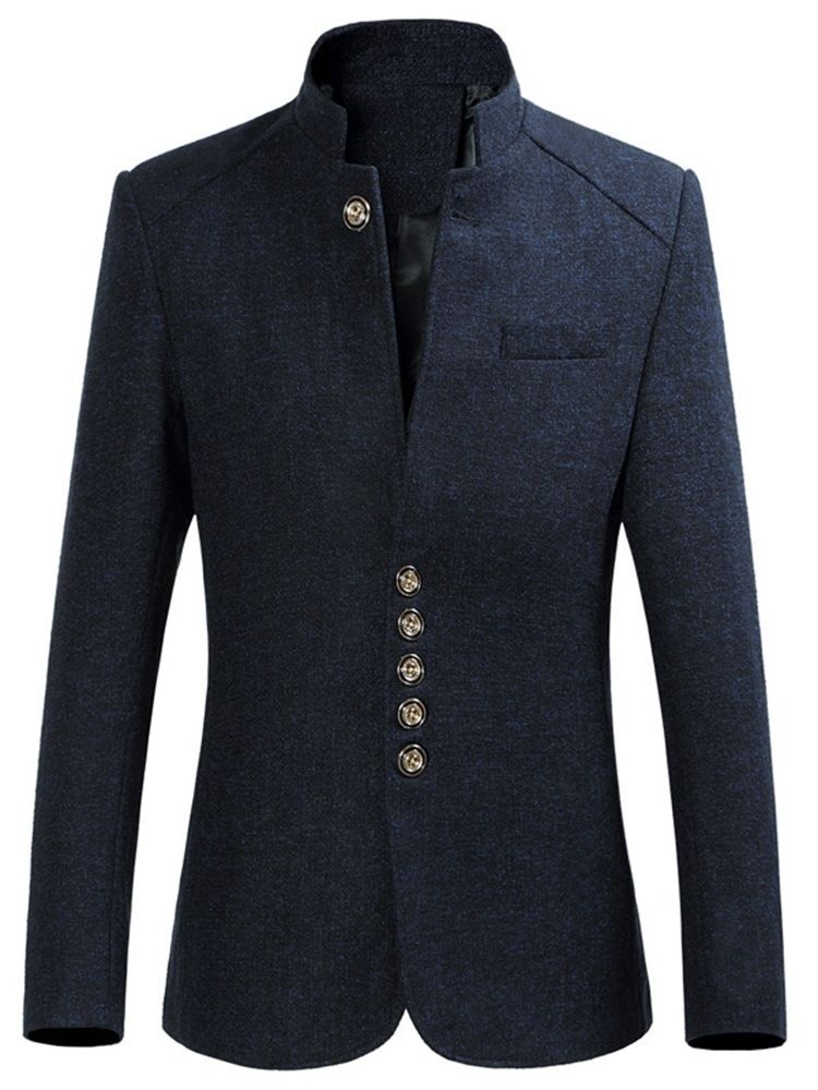Enkelknäppt Fritidsblazer Med Mandarinkrage