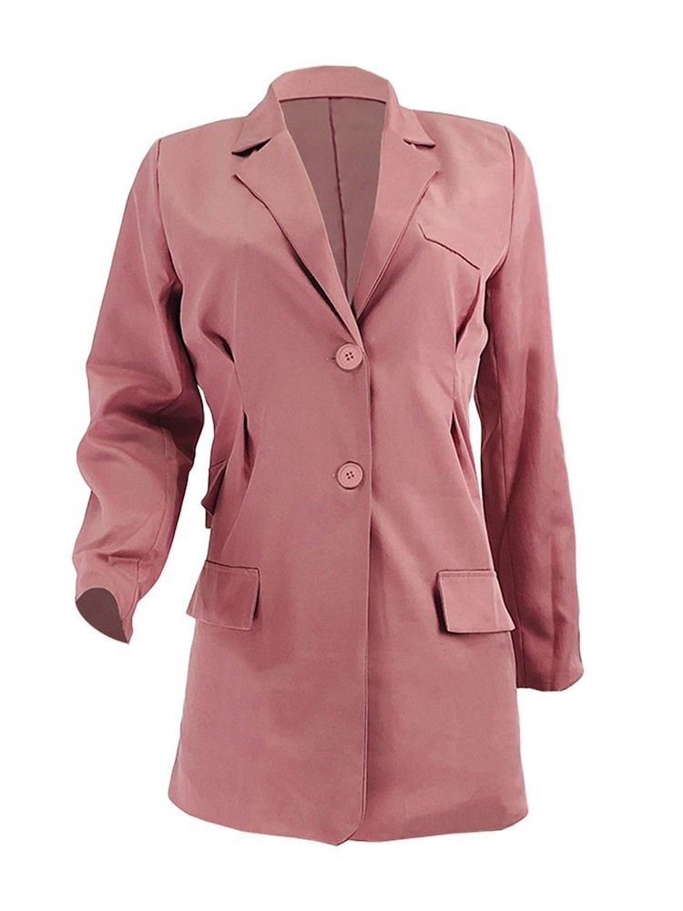 Enkelknäppt Långärmad Lapel Lapel Mellanlängd Fall Casual Blazer