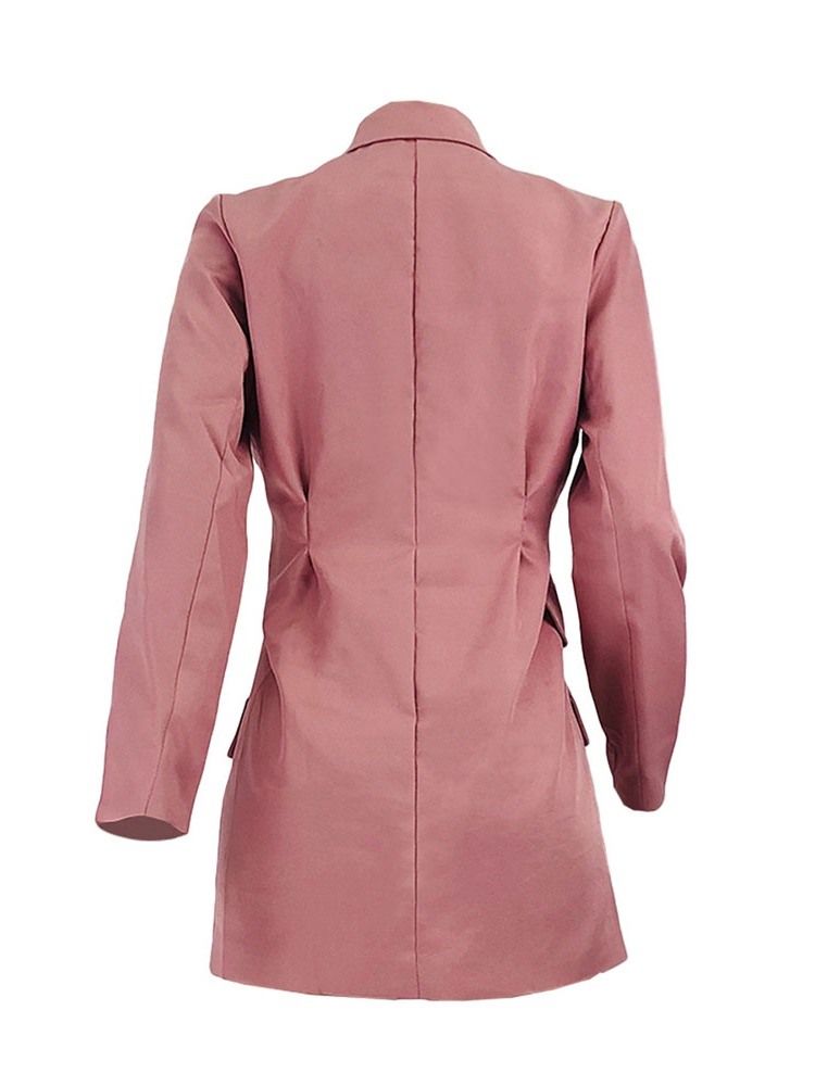 Enkelknäppt Långärmad Lapel Lapel Mellanlängd Fall Casual Blazer
