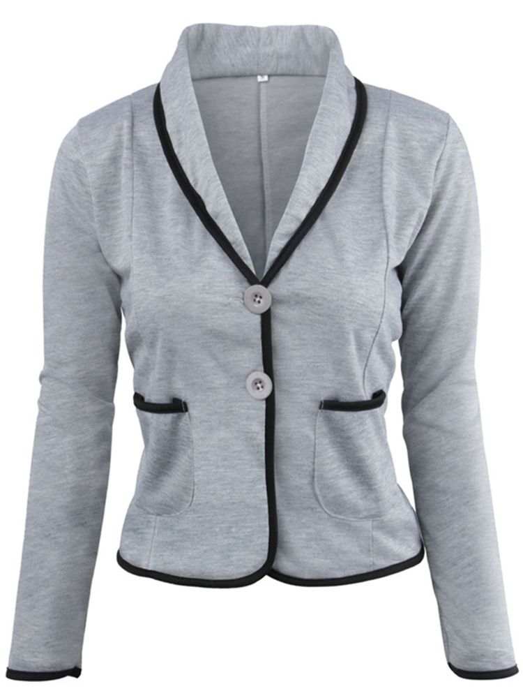 Enkelknäppt Långärmad Standard Fall Casual Damblazer