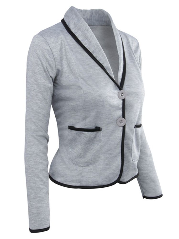 Enkelknäppt Långärmad Standard Fall Casual Damblazer