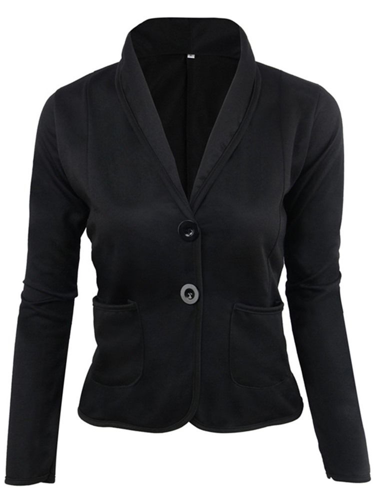 Enkelknäppt Långärmad Standard Fall Casual Damblazer