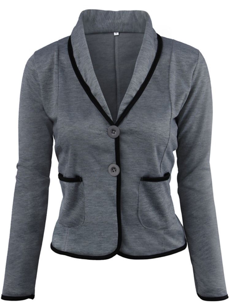 Enkelknäppt Långärmad Standard Fall Casual Damblazer