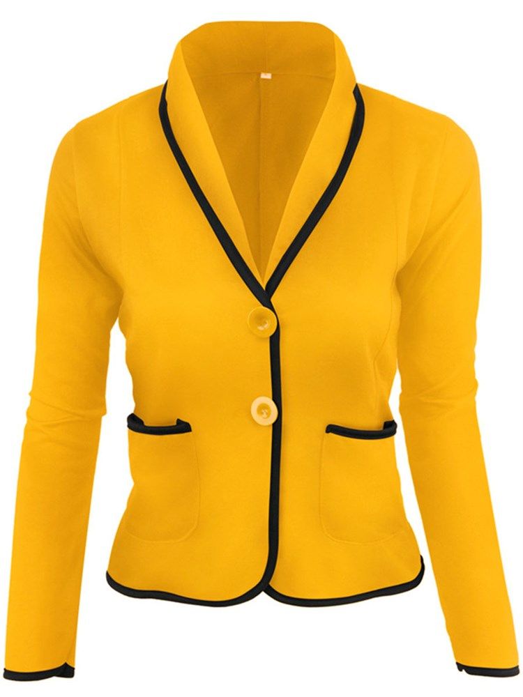 Enkelknäppt Långärmad Standard Fall Casual Damblazer