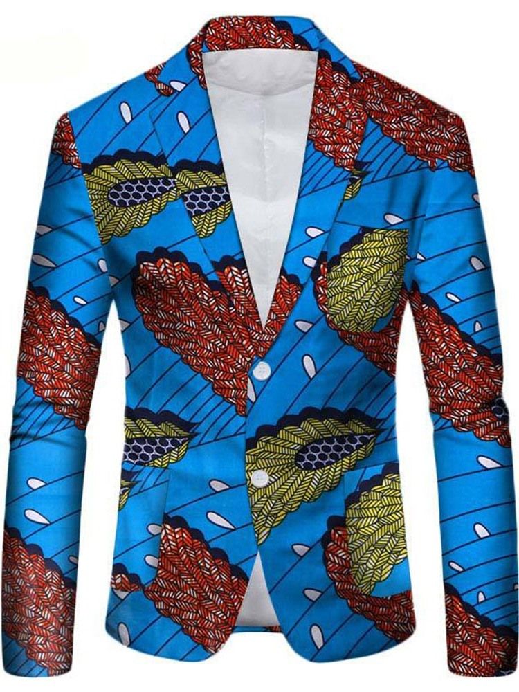 Enkelknäppt Naggslag Lapel Casual Fritidsblazer För Män