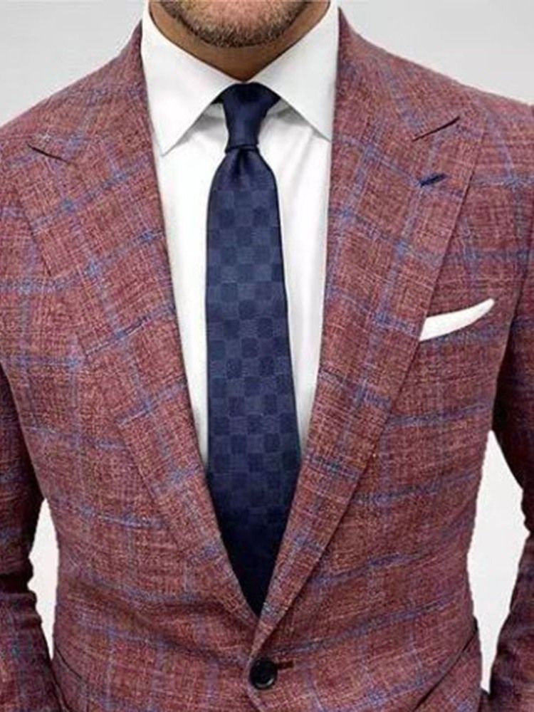 Enkelknäppt Skårslagsslag För Män Slim Leisure Blazer