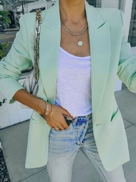 Enknapps Vanlig Långärmad Mellanlång Casual Blazer För Höst