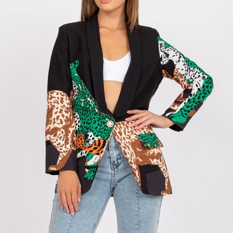 Enknappsslag Långärmad Mellanlängd Casual Blazer För Höst