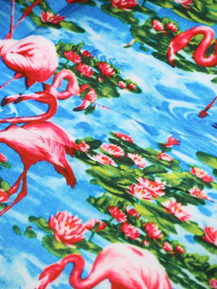 Flamingotryckt Color Block Slim Blazer För Män