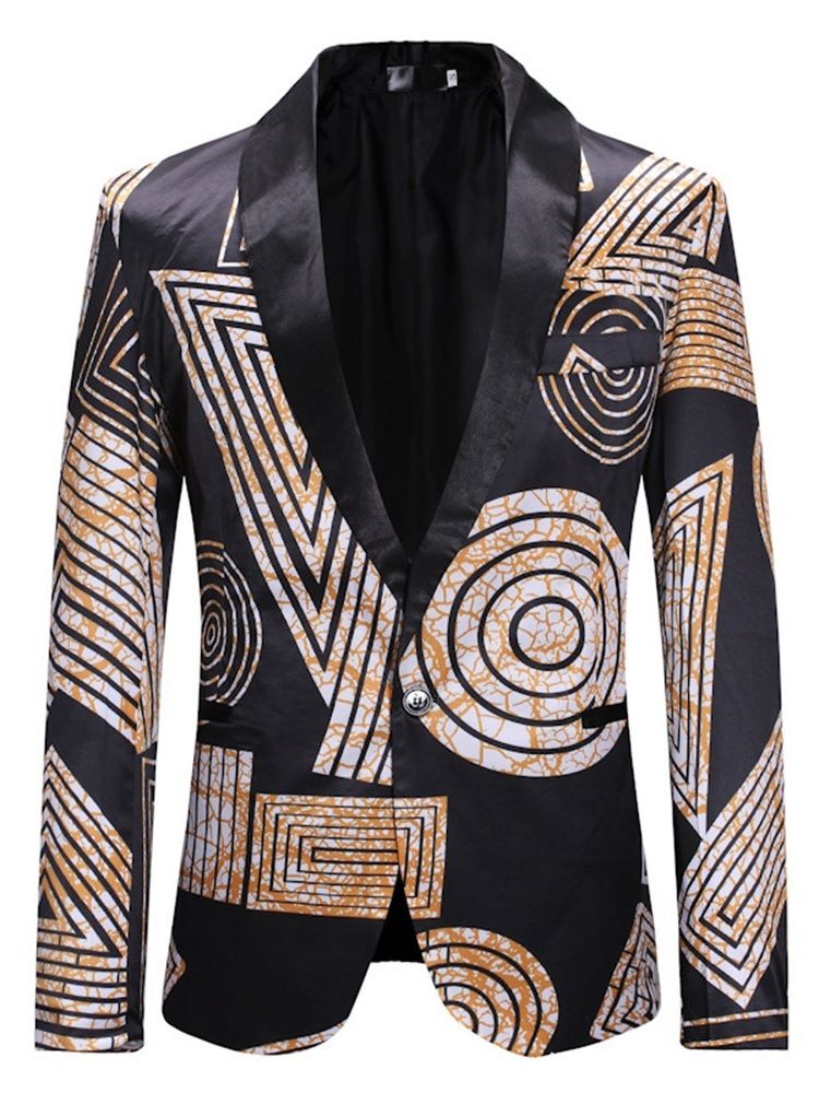 Geometriskt Tryck En Knapp För Män Casual Fritidsblazer