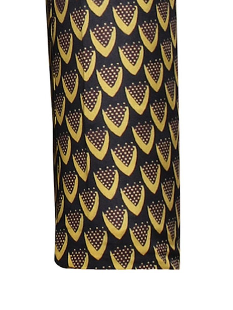 Gyllene Geometriskt Tryck Slim One Buttons Blazer För Män