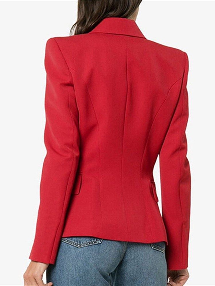 Houndstooth Dubbelknäppt Långärmad Standard Fall Casual Damblazer